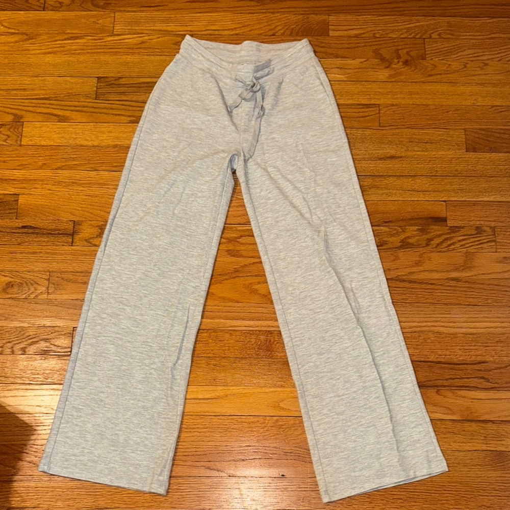 Gray Wide-Leg Waffle Lounge Pants